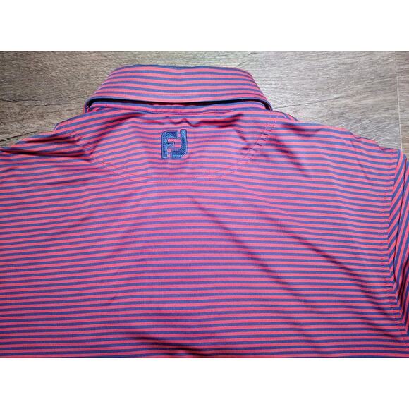 FJ Footjoy Mens Size Large Short Sleeve Golf Casual Polo Shirt Striped - Picture 4 of 4